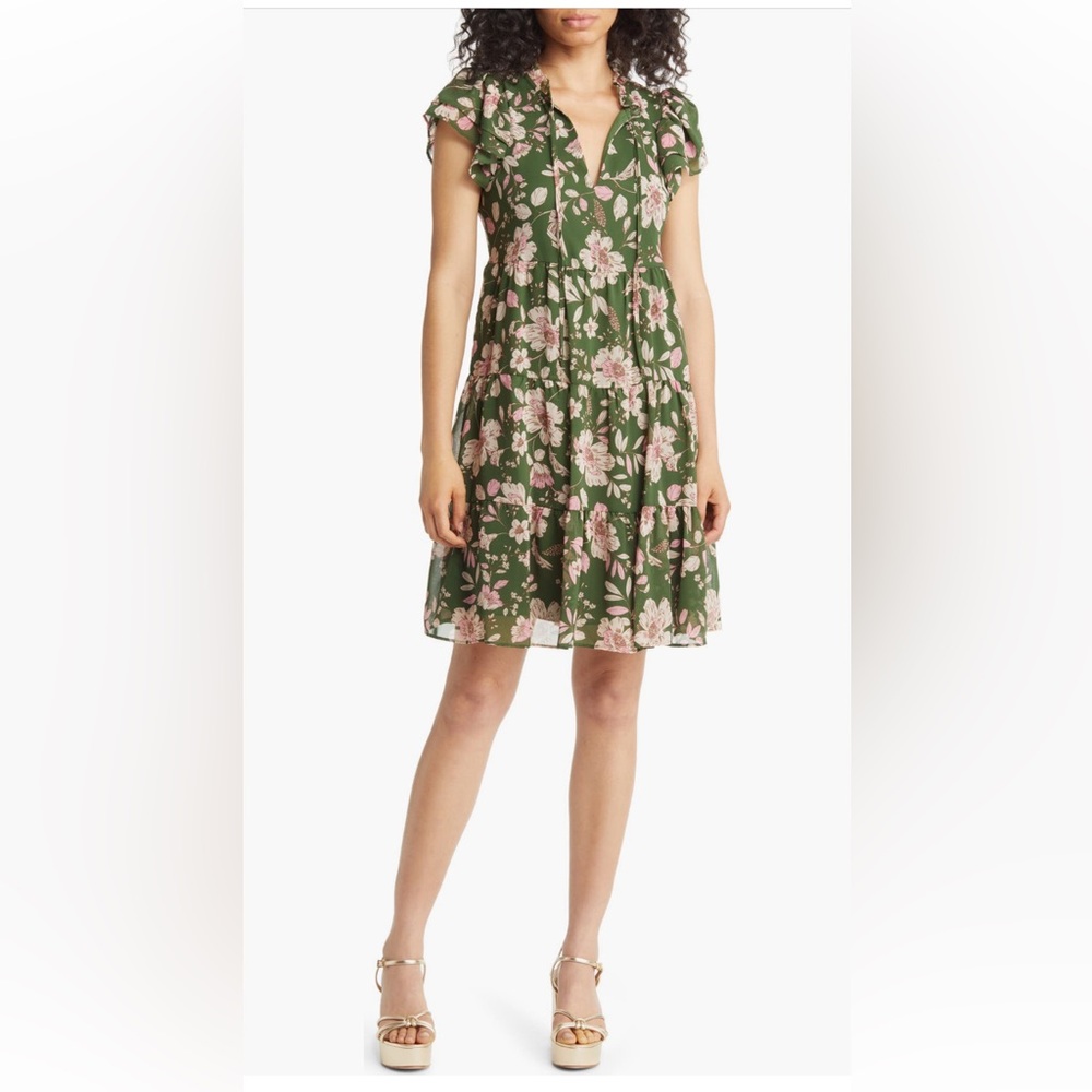 Eliza J Floral Tiered Dress